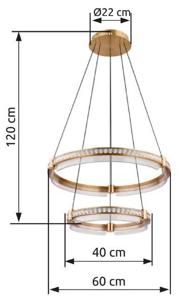 GLOBO 67196-78H BLONDIE závesné svietidlo D600mm LED 78W/4143lm 2700-6000K zlatá, priehľadná, diaľkový ovládač