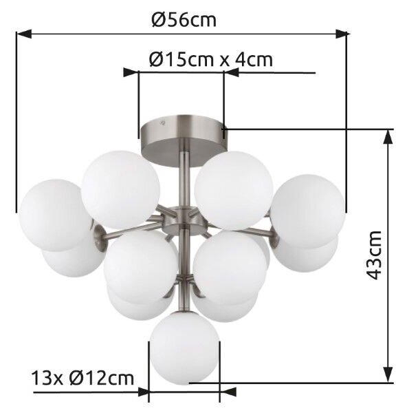 GLOBO 56143-13ND GRAPPY stropné svietidlo D560mm 13xG9 matný nikel, biela