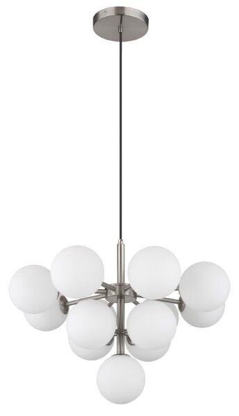 GLOBO 56143-13N GRAPPY závesné svietidlo D560mm 13xG9 matný nikel, biela