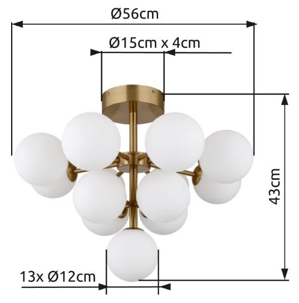 GLOBO 56143-13GD GRAPPY stropné svietidlo D560mm 13xG9 zlatá, biela