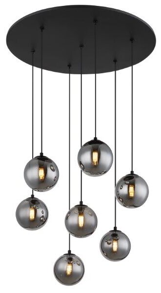 GLOBO 56133-7H RIHA závesné svietidlo D550mm 7xG9 LED 3,5W/130lm 3000K čierna matná, dymová