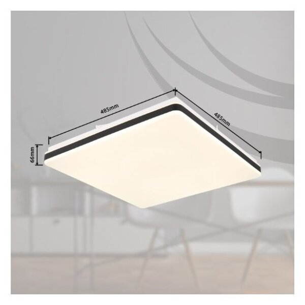 GLOBO SMART LIGHT 48025OBSH ULLY stropné svietidlo LED 485x485mm 24W/1400lm 2700-6500K biela, čierna, diaľkový ovládač