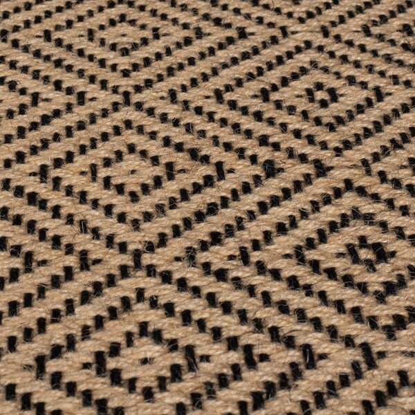 Jutový behúň na schody v čierno-prírodnej farbe 60x800 cm Diamond – Flair Rugs