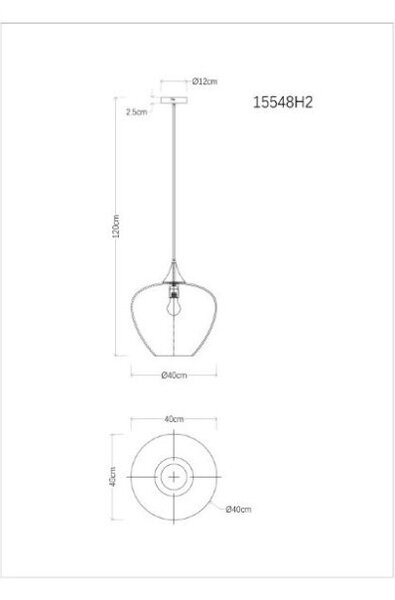 GLOBO 15548H2 MAXY závesné svietidlo D400mm 1xE27 čierna matná, dymová