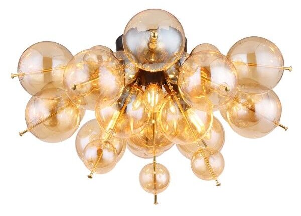 GLOBO 15633DA UDO stropné svietidlo D550mm 3xE14 čierna matná, jantárová