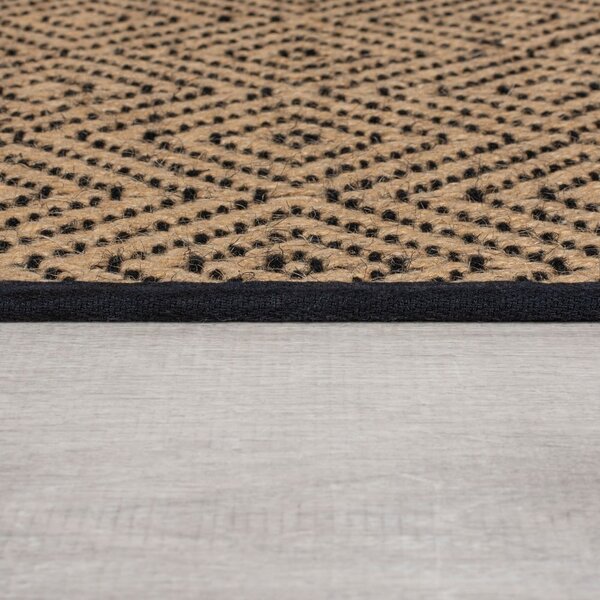 Jutový behúň na schody v čierno-prírodnej farbe 60x800 cm Diamond – Flair Rugs