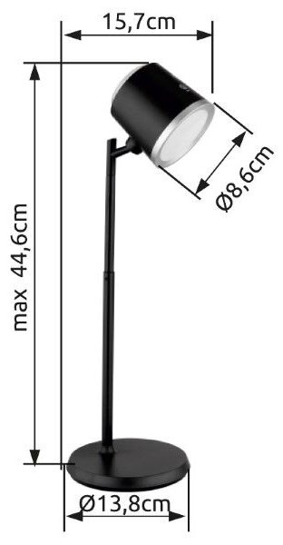 GLOBO 58454W MEEYA dotyková stolná lampička LED V446mm 6W/300lm 3000+4000+6500K strieborná, biela, vrátane batérie CR18650 1500mAh 3,7V, USB kábel