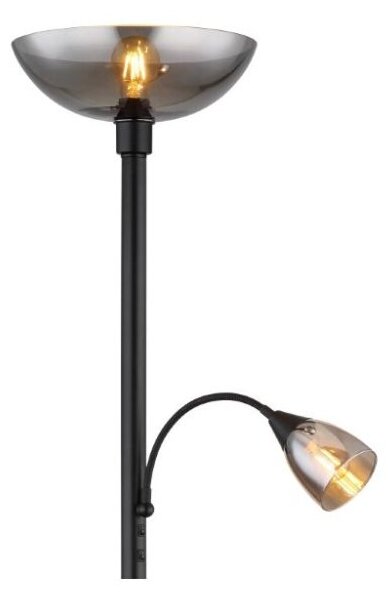 GLOBO 58903 BLADE stojacia lampa V1780mm 1xE27, 1xE14 čierna, dymová