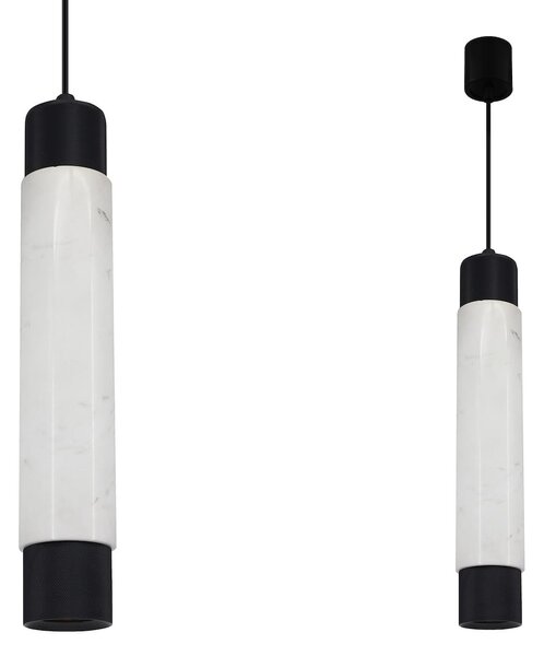 Závesné svietidlo Marble, 1x mramorové/čierne kovové tienidlo, w