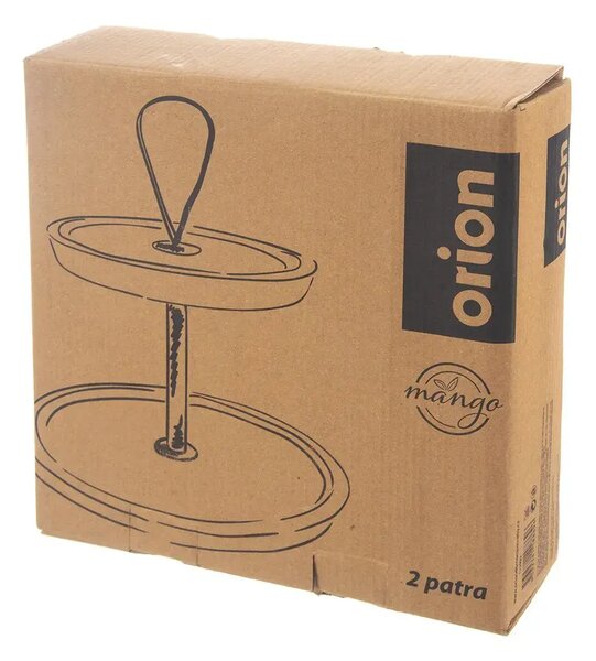 Servírovací stojan, 2 poschodia, 30 cm, mango/kov ORION 122992