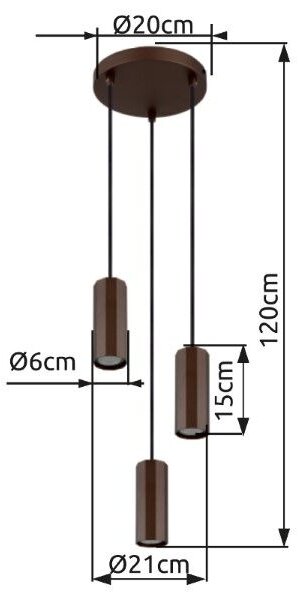 GLOBO 57919-3H JAMES závesné svietidlo D210mm 3xGU10 bronzová hnedá
