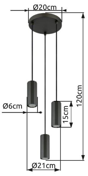 GLOBO 57918-3H JAMES závesné svietidlo D210mm 3xGU10 tmavošedá