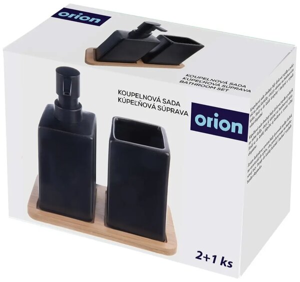 Kúpeľňová sada, dolomit/bambus, čierna ORION 531346
