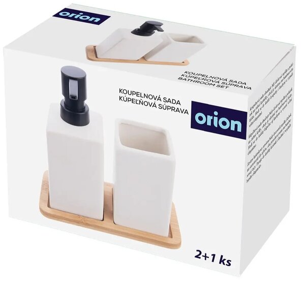 Kúpeľňová sada, dolomit/bambus, biela ORION 531345