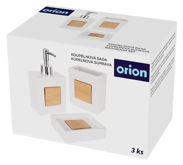 Kúpeľňová sada 3 ks, dolomit/bambus, biela ORION 531342