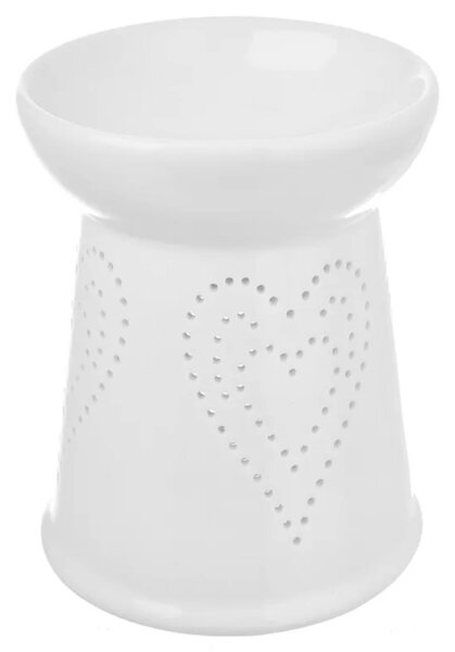 Aromalampa 10 × 10 × 13 cm, motív srdca, porcelánová, biela INDECOR X13670
