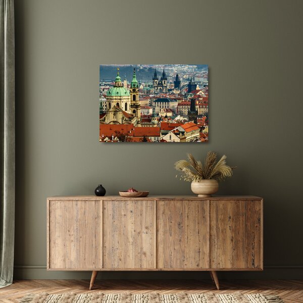 Sklenený obraz - Panorama Prahy (70x50 cm)
