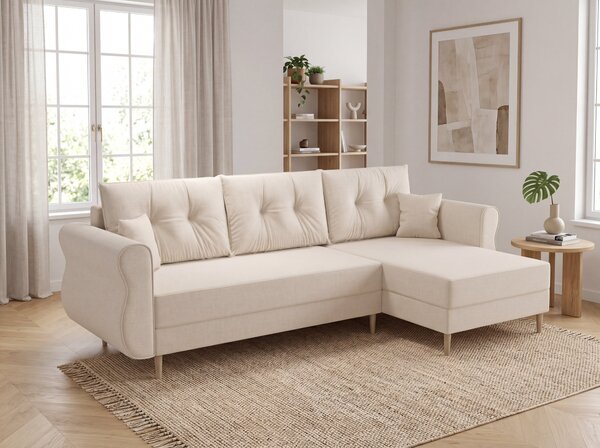 Rozkladacia obojstranná sedacia súprava do L SILVIANO 230x140 cm, krémová