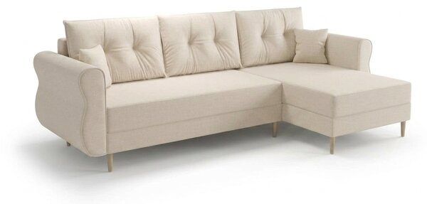 Rozkladacia obojstranná sedacia súprava do L SILVIANO 230x140 cm, krémová