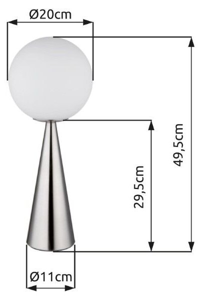 GLOBO 21031N PINPAL stolná lampička V495mm 1xE27 matný nikel, biela