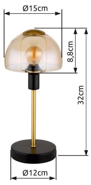 GLOBO 21914A KOKKINI dotyková stolná lampička V320mm 1xE14 čierna, jantárová ON/OFF