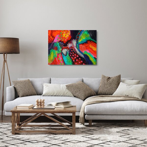Sklenený obraz abstraktné - farby (70x50 cm)