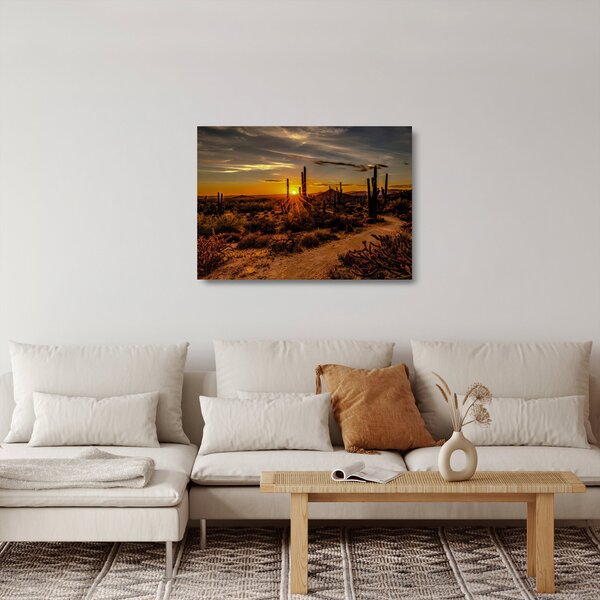 Sklenený obraz - Koniec dňa v arizonskej púšti (70x50 cm)