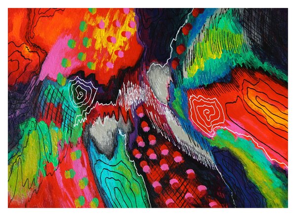 Sklenený obraz abstraktné - farby (70x50 cm)
