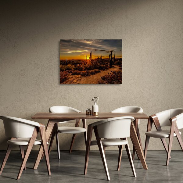 Sklenený obraz - Koniec dňa v arizonskej púšti (70x50 cm)