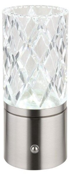 GLOBO 21010N LUNKI dotyková stolná lampička V190mm LED 2,5W/185lm 2700+6500+4000K matný nikel, priehľadná, vrátane batérie CR18650 1800mAh 3,7V, USB-A 2.0 - USB-C