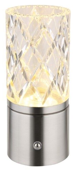 GLOBO 21010N LUNKI dotyková stolná lampička V190mm LED 2,5W/185lm 2700+6500+4000K matný nikel, priehľadná, vrátane batérie CR18650 1800mAh 3,7V, USB-A 2.0 - USB-C
