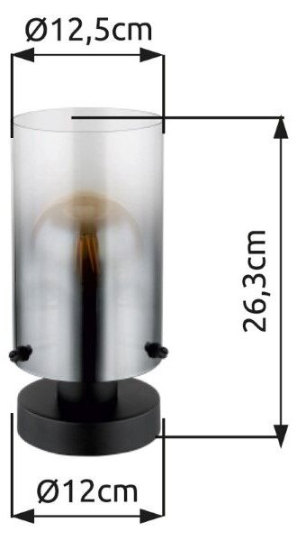 GLOBO 15907T FLORENTINA stolná lampička V263mm 1xE27 čierna, dymová