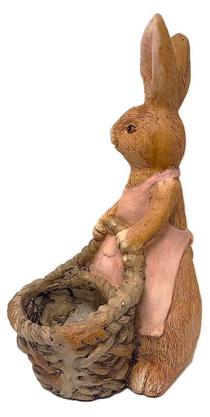 Zajac v zástere s košom veľký 46 × 26 cm, hnedý PRODEX 25177