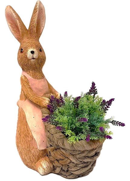 Zajac v zástere s košom veľký 46 × 26 cm, hnedý PRODEX 25177