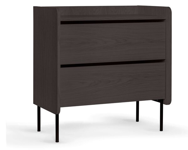 Čierna vysoká komoda v dekore duba 80x82 cm Wrap – Selection