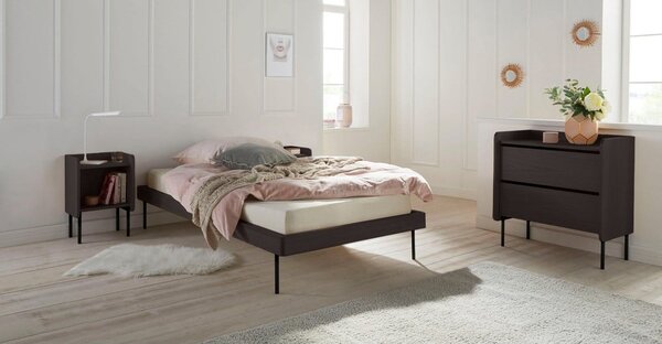 Čierna vysoká komoda v dekore duba 80x82 cm Wrap – Selection