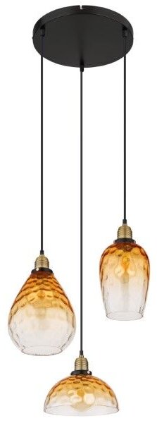 GLOBO 15786-3H1 SALVY závesné svietidlo D460mm 3xE27 čierna, jantárová