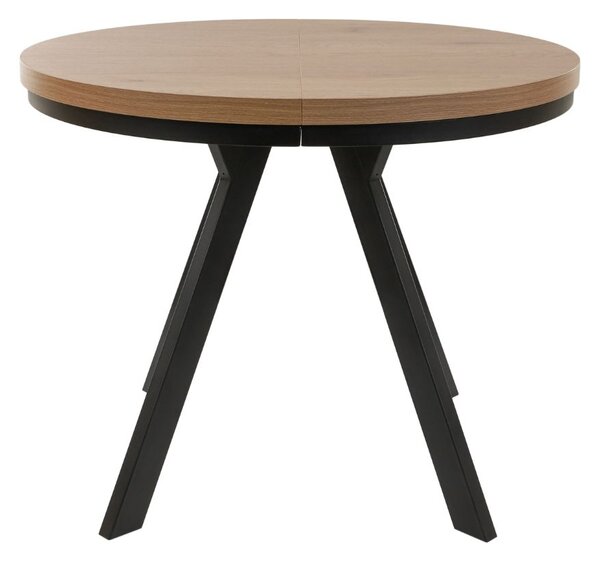 Rozkladací jedálenský stôl Torino 90-190x90 cm, divoký dub s čiernymi nohami