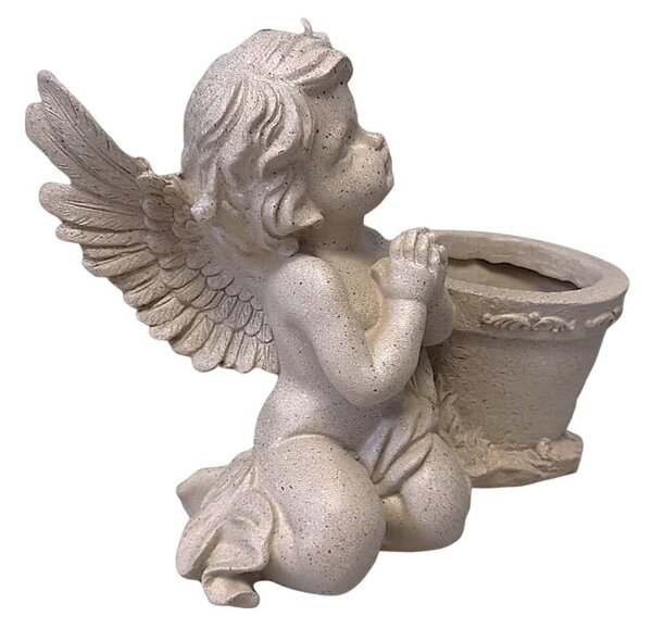 Kľačiaci anjel s kvetináčom 27 × 22 cm PRODEX A00861