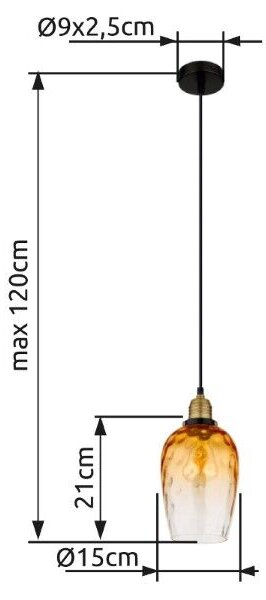 GLOBO 15786H2 SALVY závesné svietidlo D150mm 1xE27 čierna, jantárová