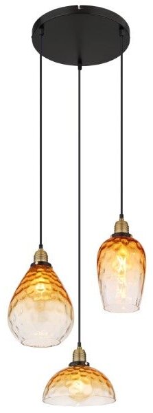 GLOBO 15786-3H1 SALVY závesné svietidlo D460mm 3xE27 čierna, jantárová