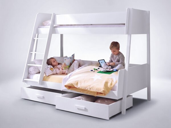 Poschodová posteľ s úložným priestorom Moritz 120x200 - biela
