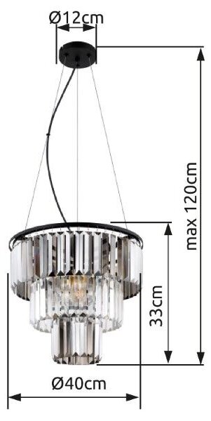 GLOBO 15695H NAXIS závesné svietidlo D400mm 3xE27 čierna, dymová, priehľadná