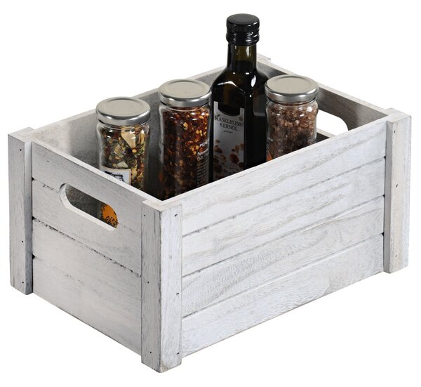Úložný box 30,5 x 20,5 x 16 cm, topoľová preglejka, antická biela KESPER 66451