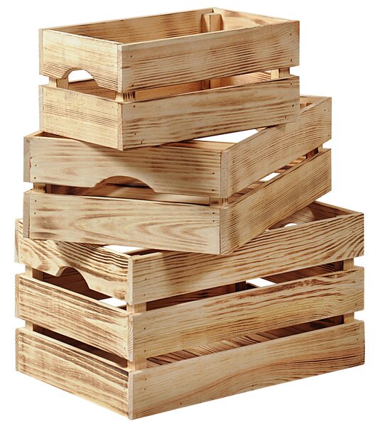 Stohovateľný úložný box 40 x 30 x 15 cm, borovicové drevo KESPER 69504