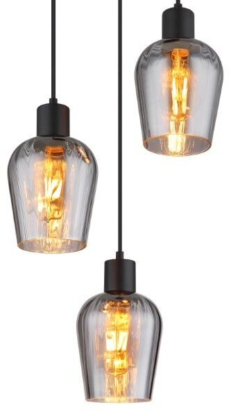 GLOBO 15627-3 RYAN závesné svietidlo D285mm 3xE27 čierna, dymová