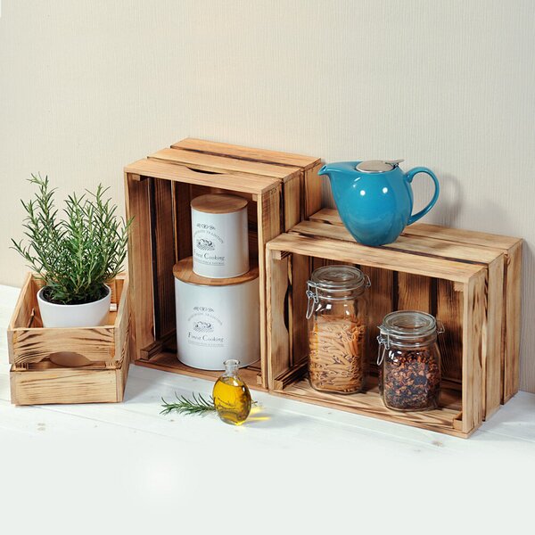 Stohovateľný úložný box 30 x 20 x 15 cm, borovicové drevo KESPER 69404