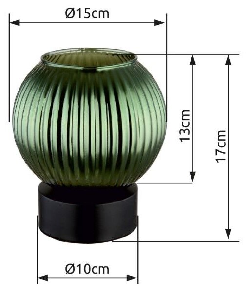 GLOBO 15638TG ZUMBA stolná lampička V170mm 1xE27 čierna, zelená