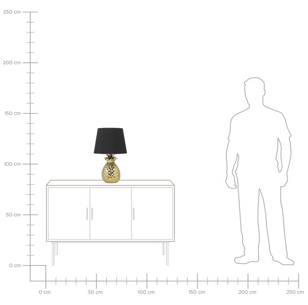 Stolná lampa zlatá čierna 52 cm keramický podstavec v tvare ananásu polyesterové tienidlo eklektický štýl obývačka spálňa