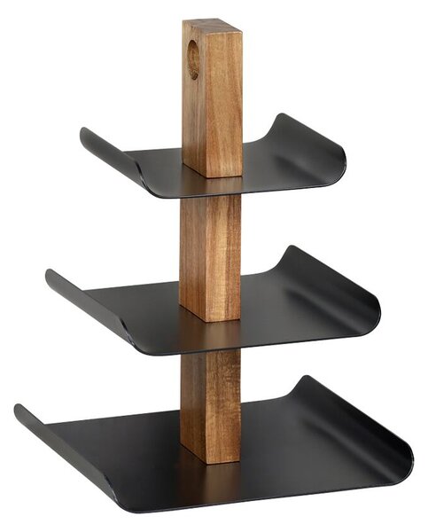 Etažér 3 poschodia, 24,5 × 24 cm × 34 cm, kov/akácia KESPER 90119